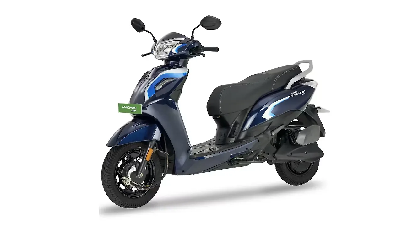 Ampere Magnus Neo electric scooter in deep Ocean Blue with light blue accents.