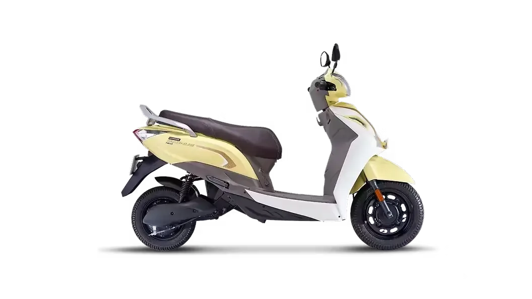 Full right side profile of the Ampere Magnus Neo in Butter Yellow showing the hub motor and kickstand.