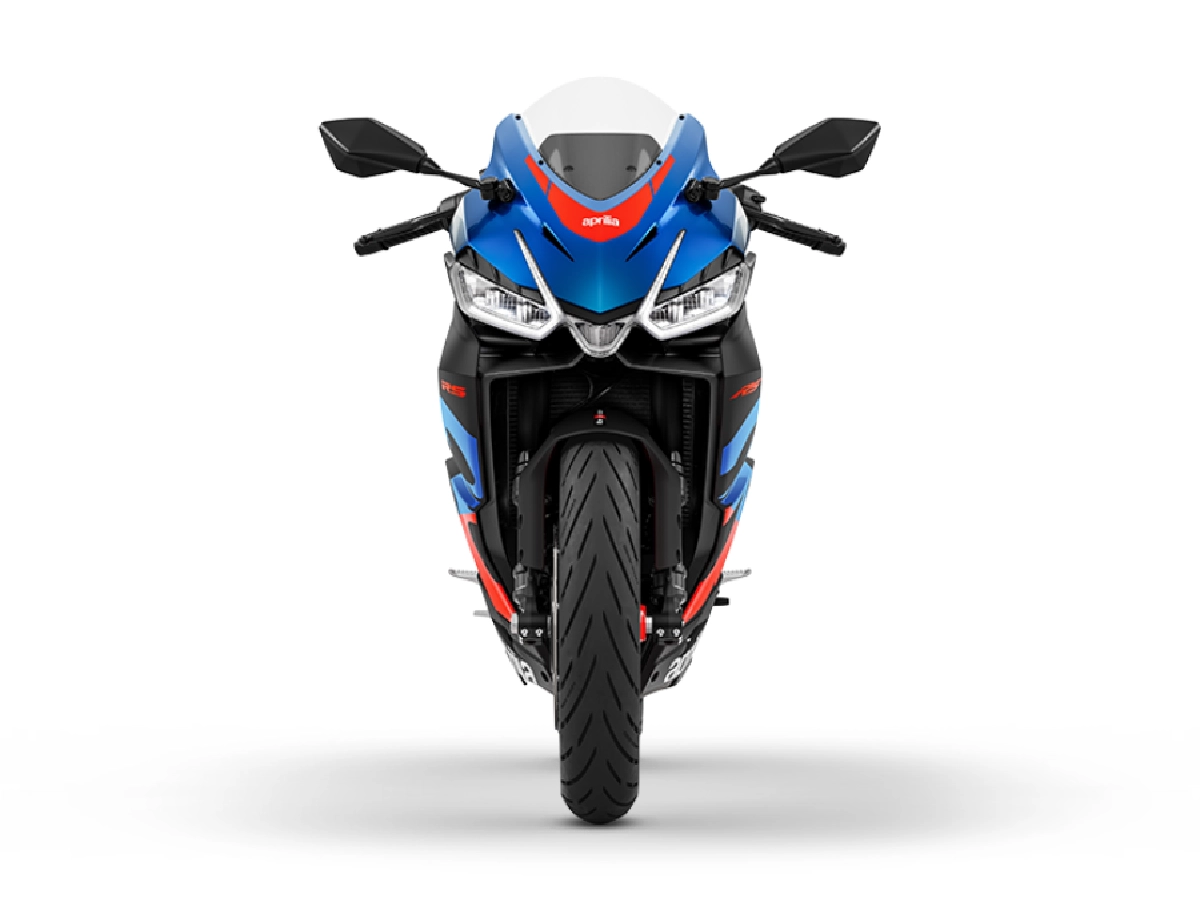 Front view of Aprilia RS 457 sport motorcycle