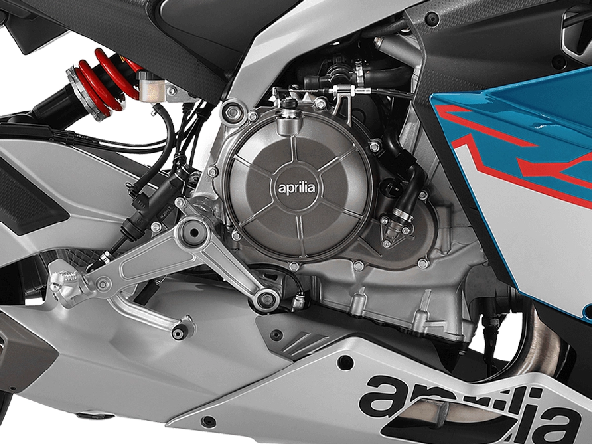 Aprilia RS 660 engine and lower fairing detail close-up