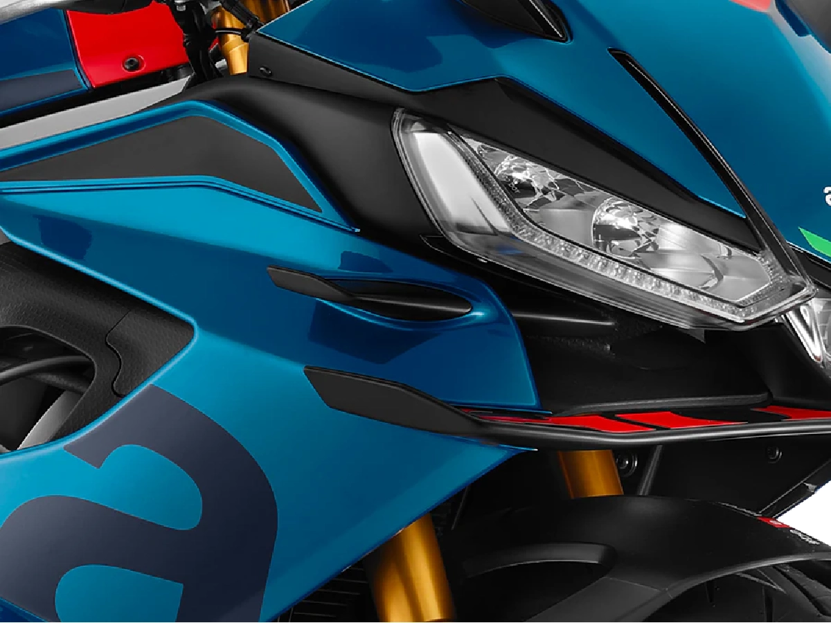 Front view of Aprilia RS 660 sport motorcycle