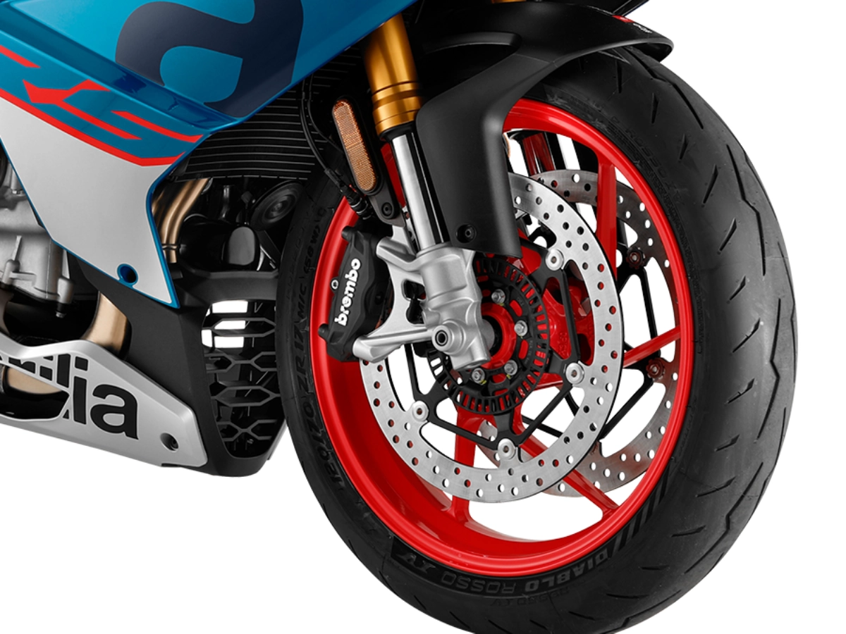 Aprilia RS 660 front wheel, suspension and Brembo brake setup