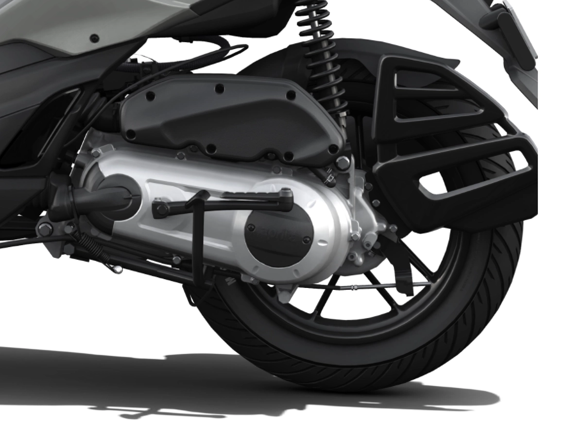 Aprilia SR Storm 125 engine and CVT transmission close up