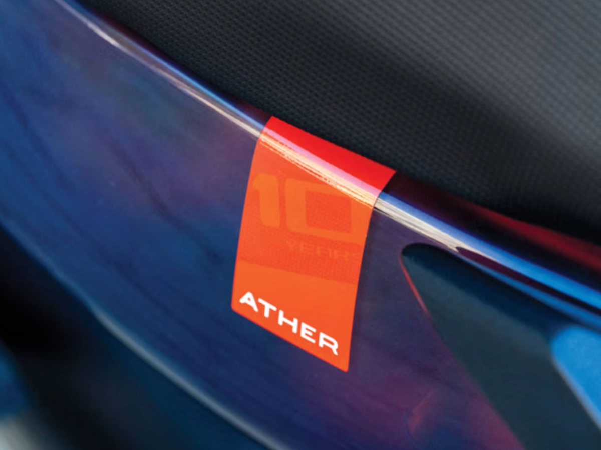 Ather 450 Apex branding detail on transparent rear body panel