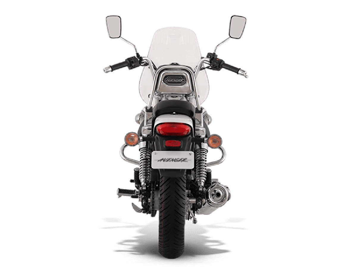 Rear view of Bajaj Avenger Cruise 220 cruiser motorcycle