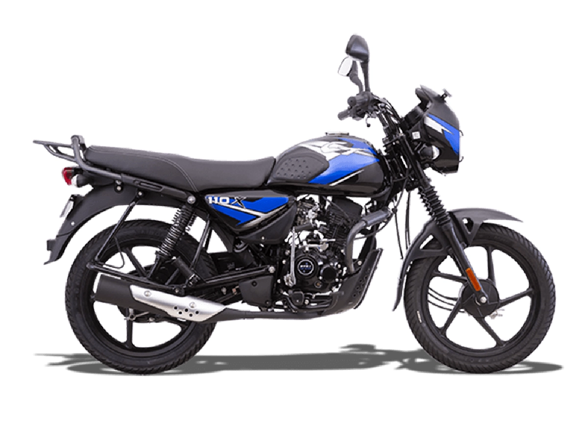 Bajaj CT 110X Ebony Black Blue colour side profile
