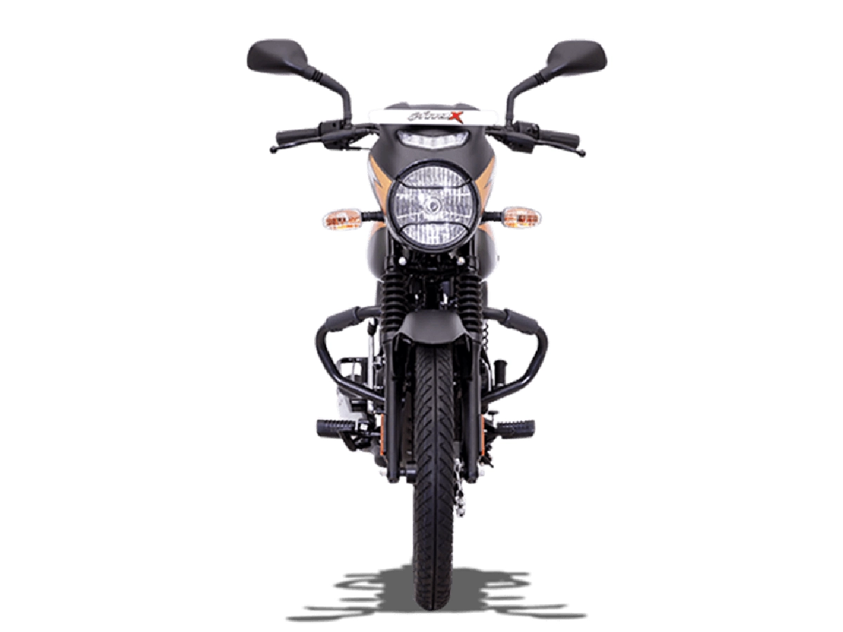 Front view of Bajaj CT 110X motorcycle