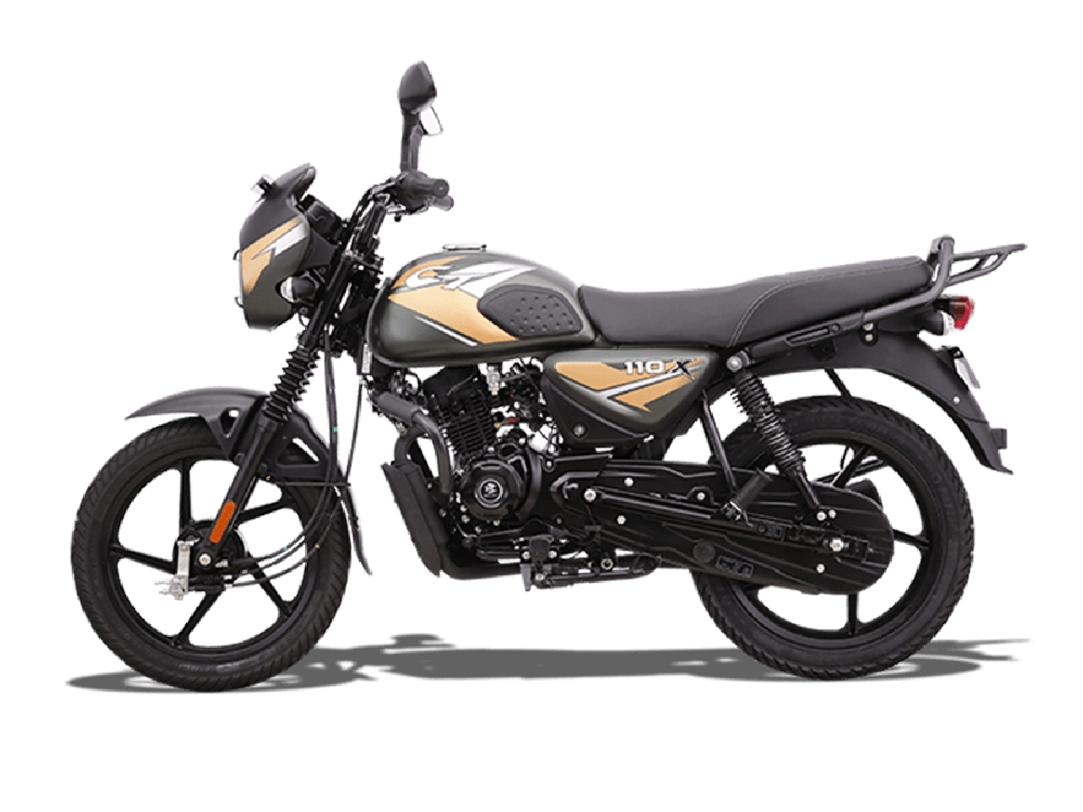 Bajaj CT 110X Matte Wild Green full side profile