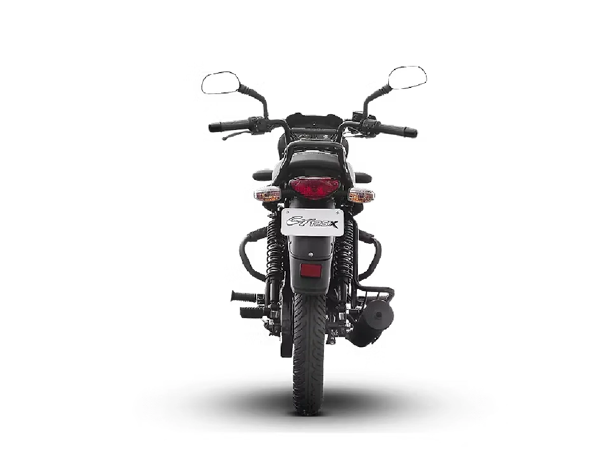 Rear view of Bajaj CT 125X motorcycle