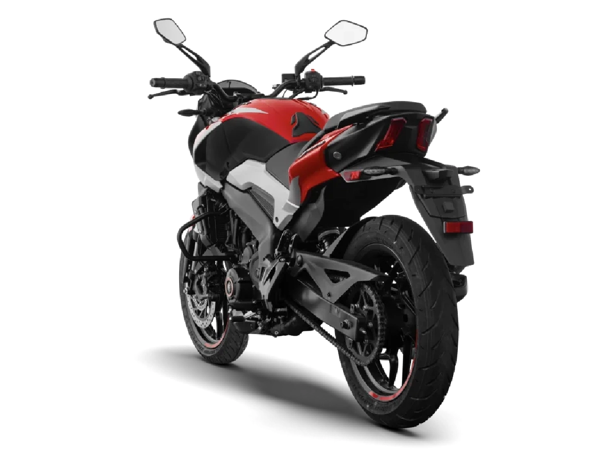 Bajaj Dominar 250 rear angle studio image with alloy wheels