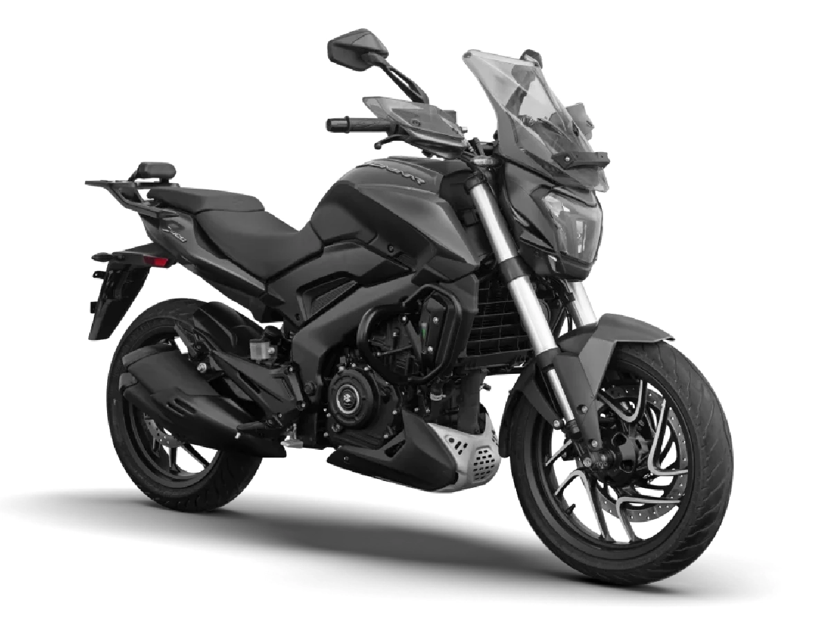 Bajaj Dominar 400 front angle studio image in Charcoal Black