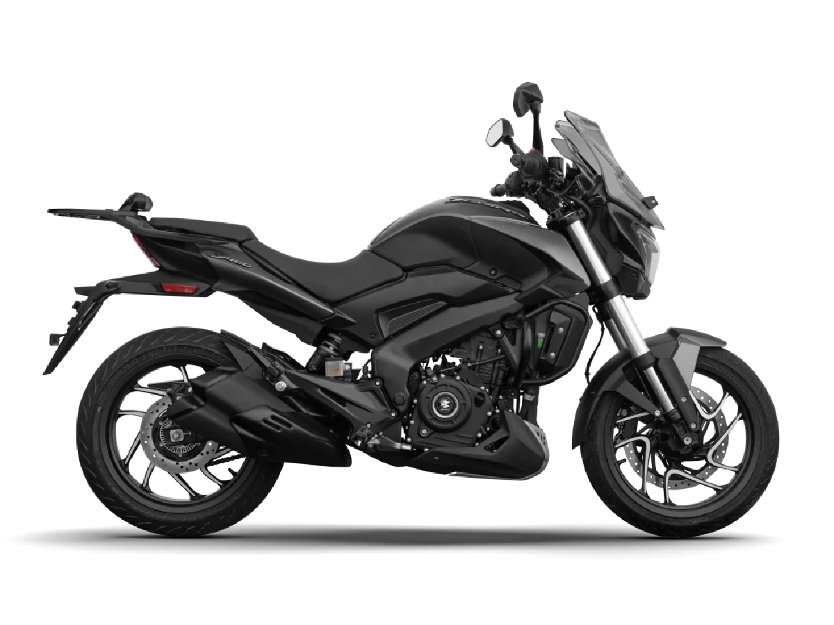 Bajaj Dominar 400 side profile in Charcoal Black finish