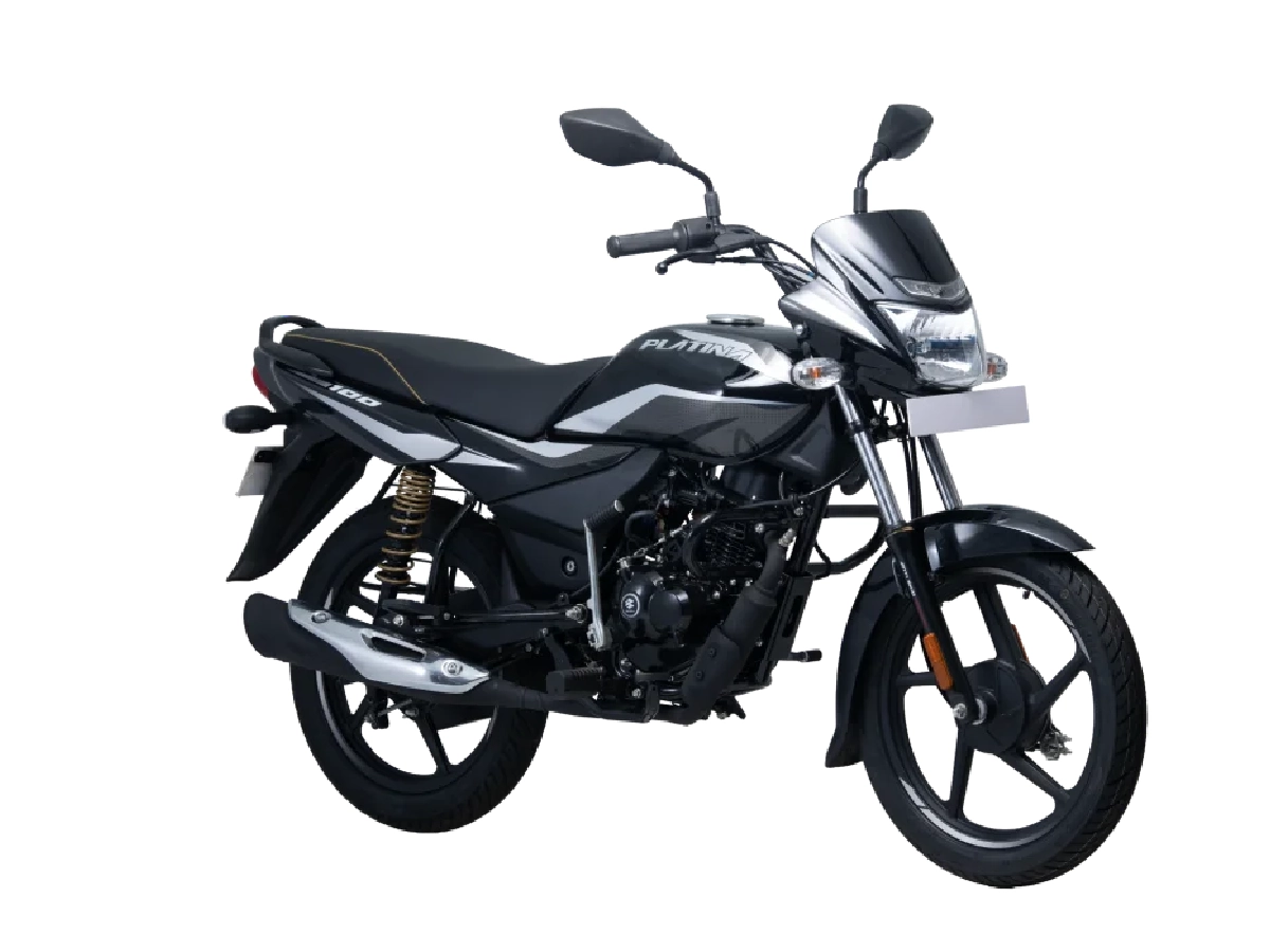 Bajaj Platina 100 front three quarter studio image