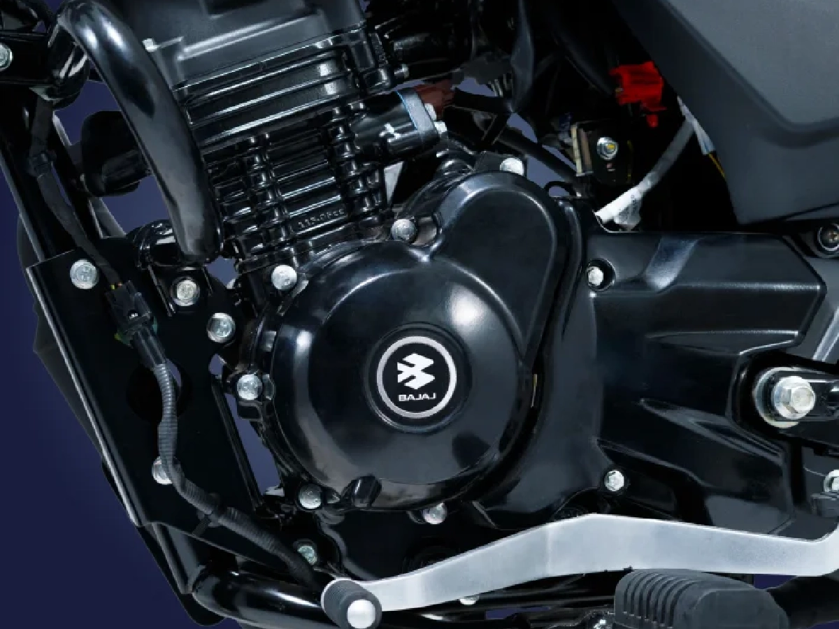 Close up of Bajaj Platina 110 Drum engine assembly