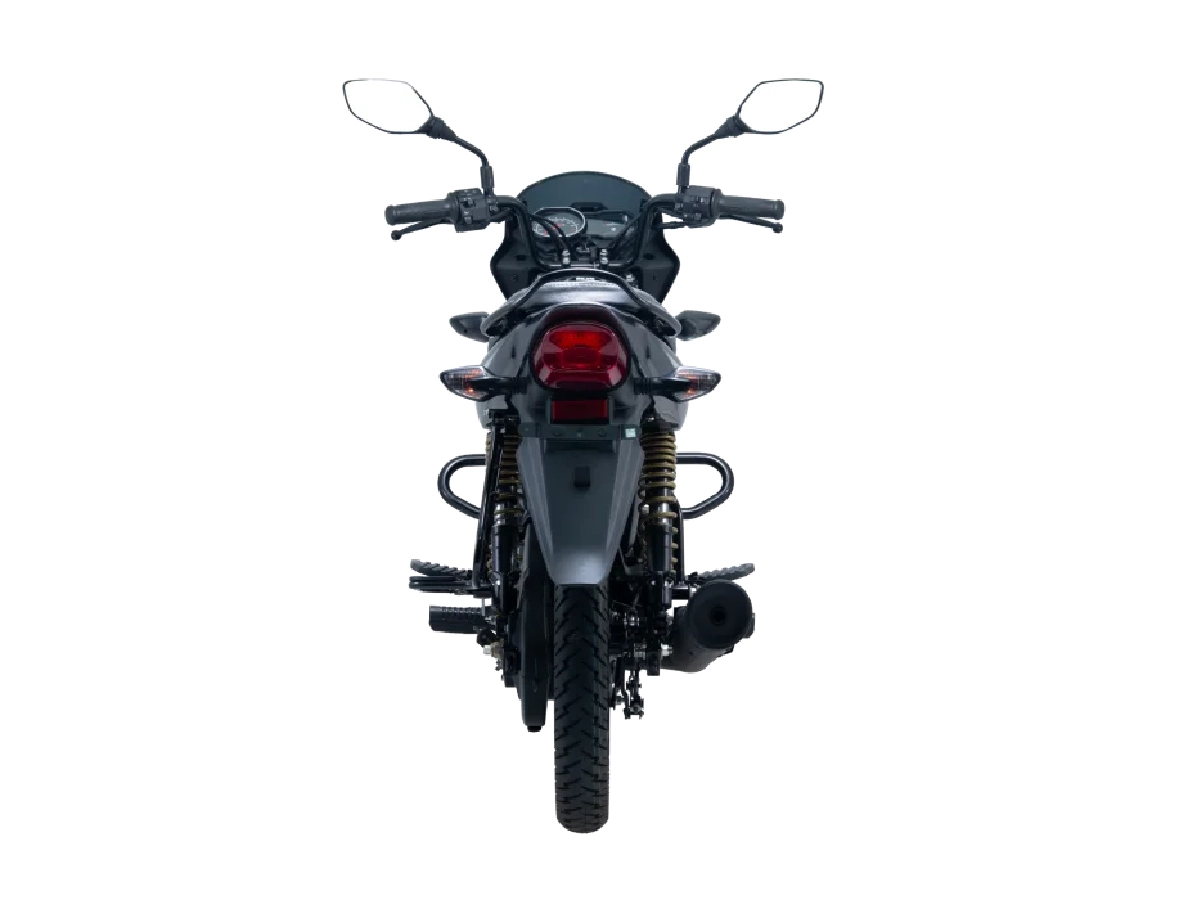 Rear view of Bajaj Platina 110 Drum motorcycle