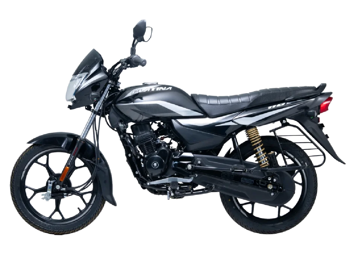 Side profile of Bajaj Platina 110 Drum motorcycle