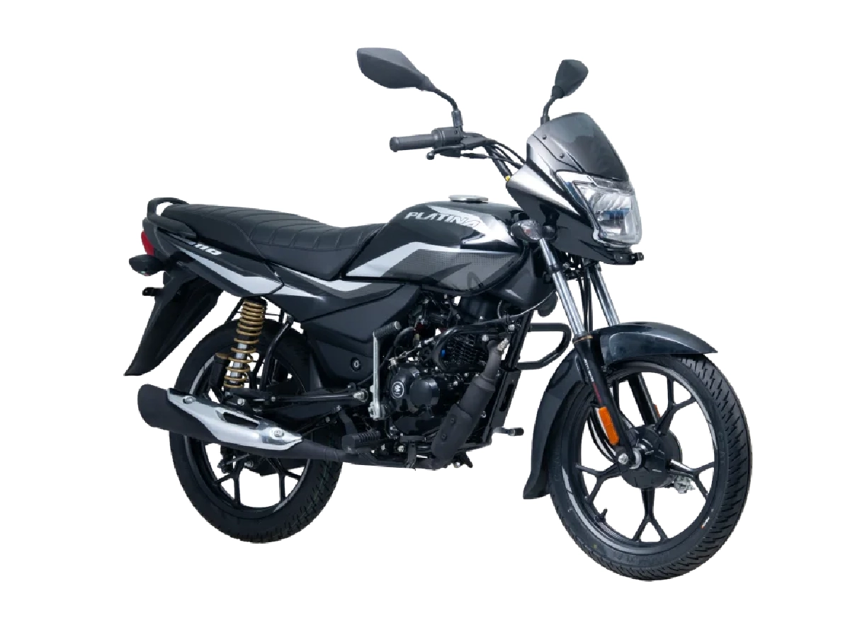 Bajaj Platina 110 Drum front three quarter studio image