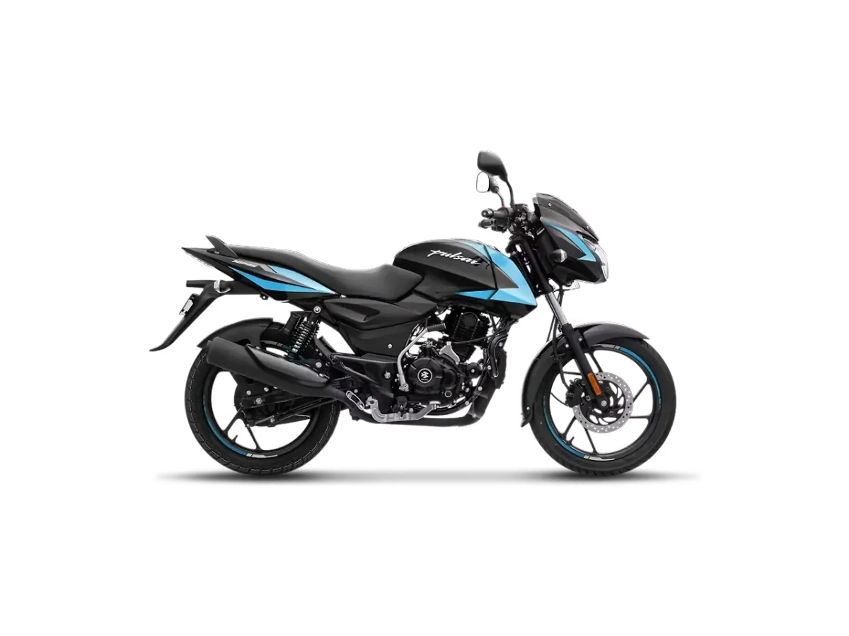 Bajaj Pulsar 125 in Black Cyan Blue colour - side profile