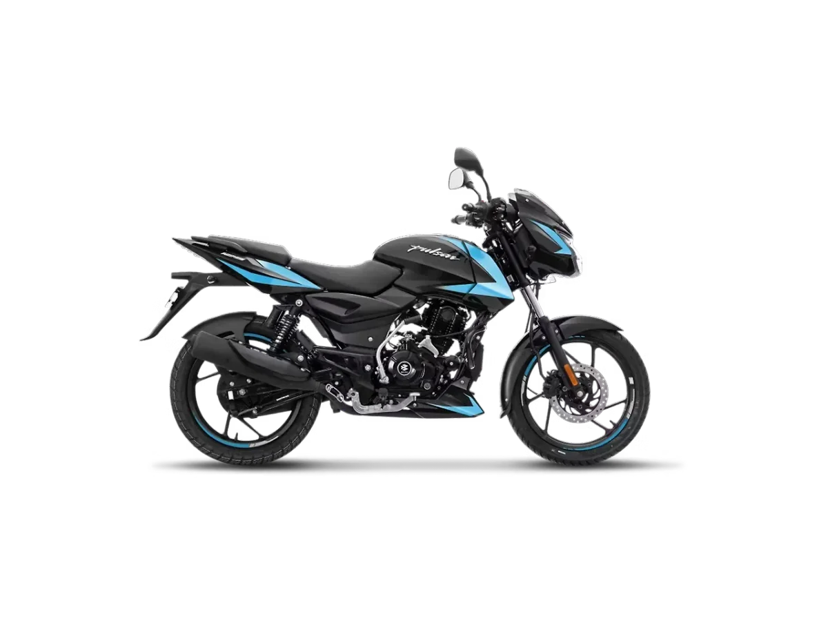 Bajaj Pulsar 125 in Black Cyan Blue (Split Seat) colour - side profile