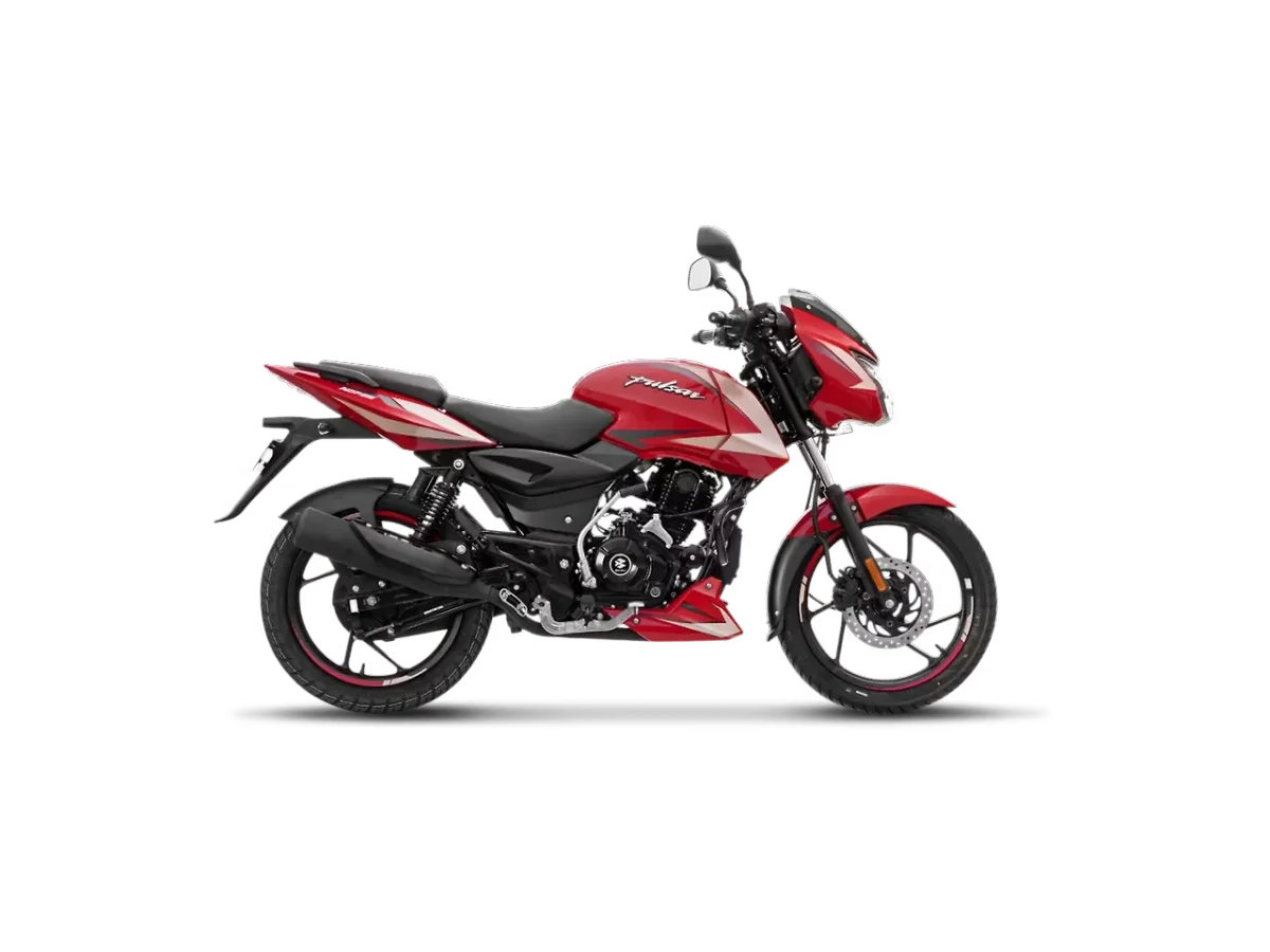 Bajaj Pulsar 125 in Racing Red Tan Beige (Split Seat) colour - side profile