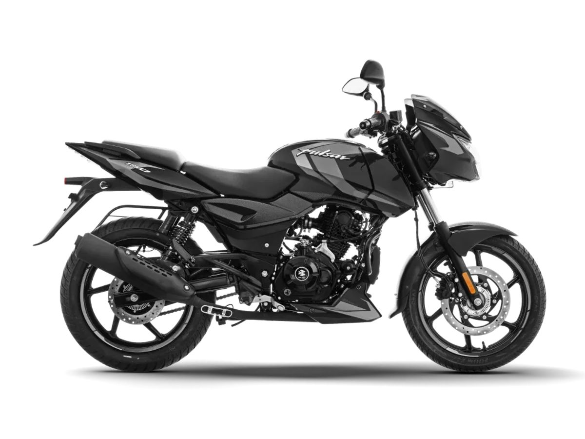 Bajaj Pulsar 150 in Ebony Black Dark Grey colour - side profile