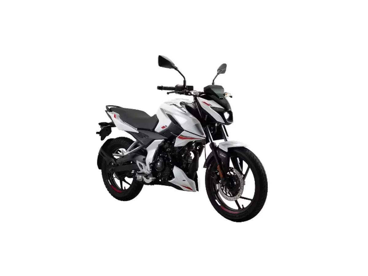 Bajaj Pulsar N150 in Metallic Pearl White colour - side profile