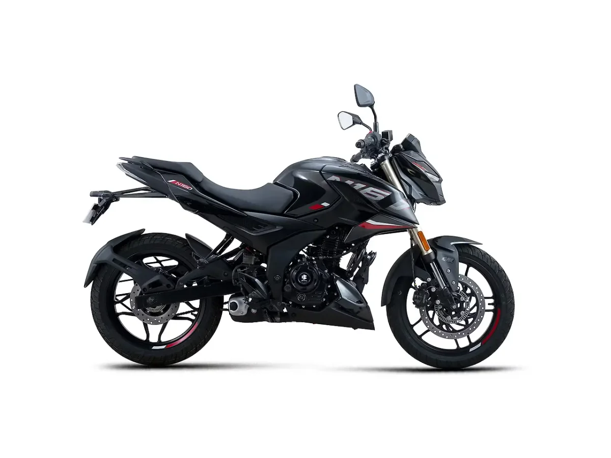 Bajaj Pulsar N160 in Brooklyn Black (Bluetooth) colour - side profile