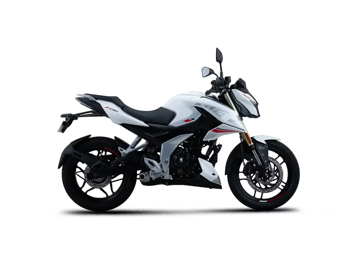 Bajaj Pulsar N160 in Pearl Metallic White (Bluetooth) colour - side profile