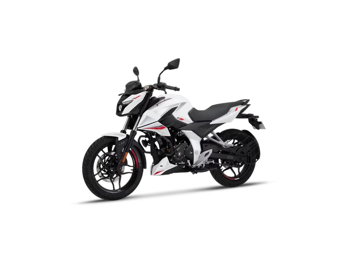 Bajaj Pulsar N160 in Pearl Metallic White & Silver colour - side profile