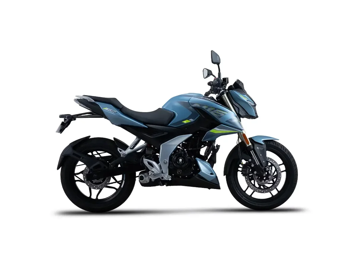 Bajaj Pulsar N160 in Polar Sky Blue (Bluetooth) colour - side profile