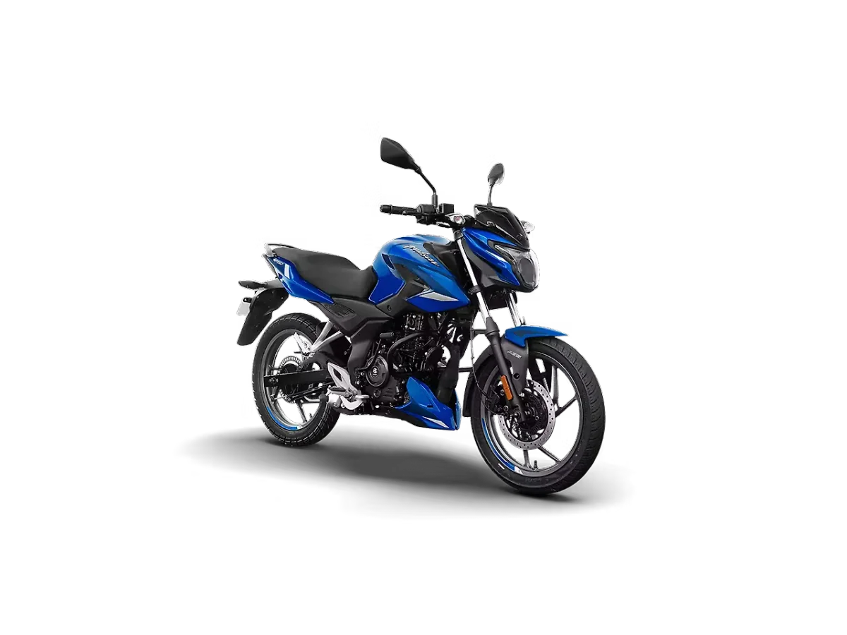 Bajaj Pulsar P150 in Caribbean Blue (Single Disc) colour - side profile