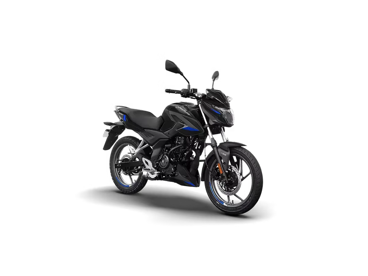 Bajaj Pulsar P150 in Ebony Black Blue (Single Disc) colour - side profile