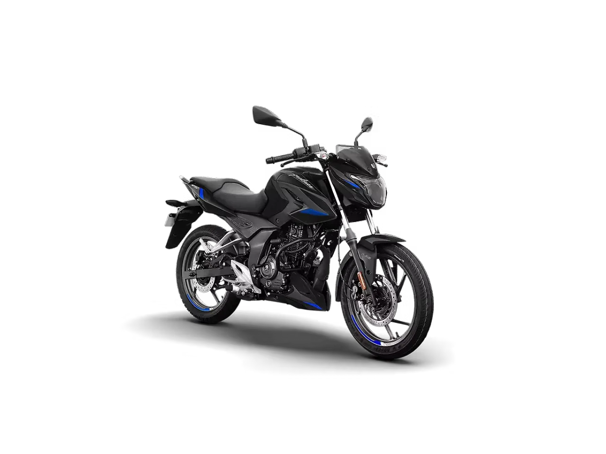 Bajaj Pulsar P150 in Ebony Black Blue (Twin Disc) colour - side profile