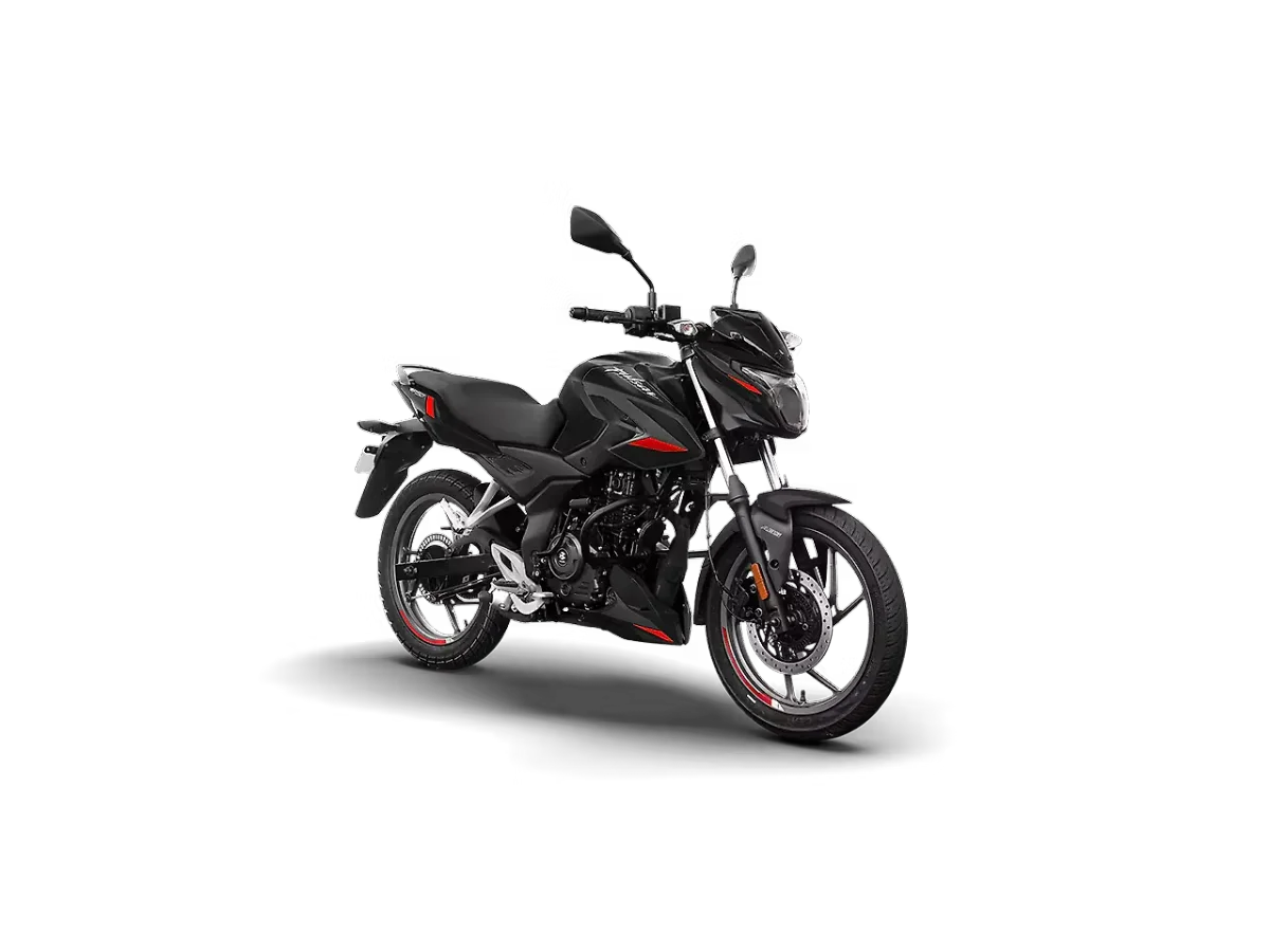 Bajaj Pulsar P150 in Ebony Black Red (Single Disc) colour - side profile