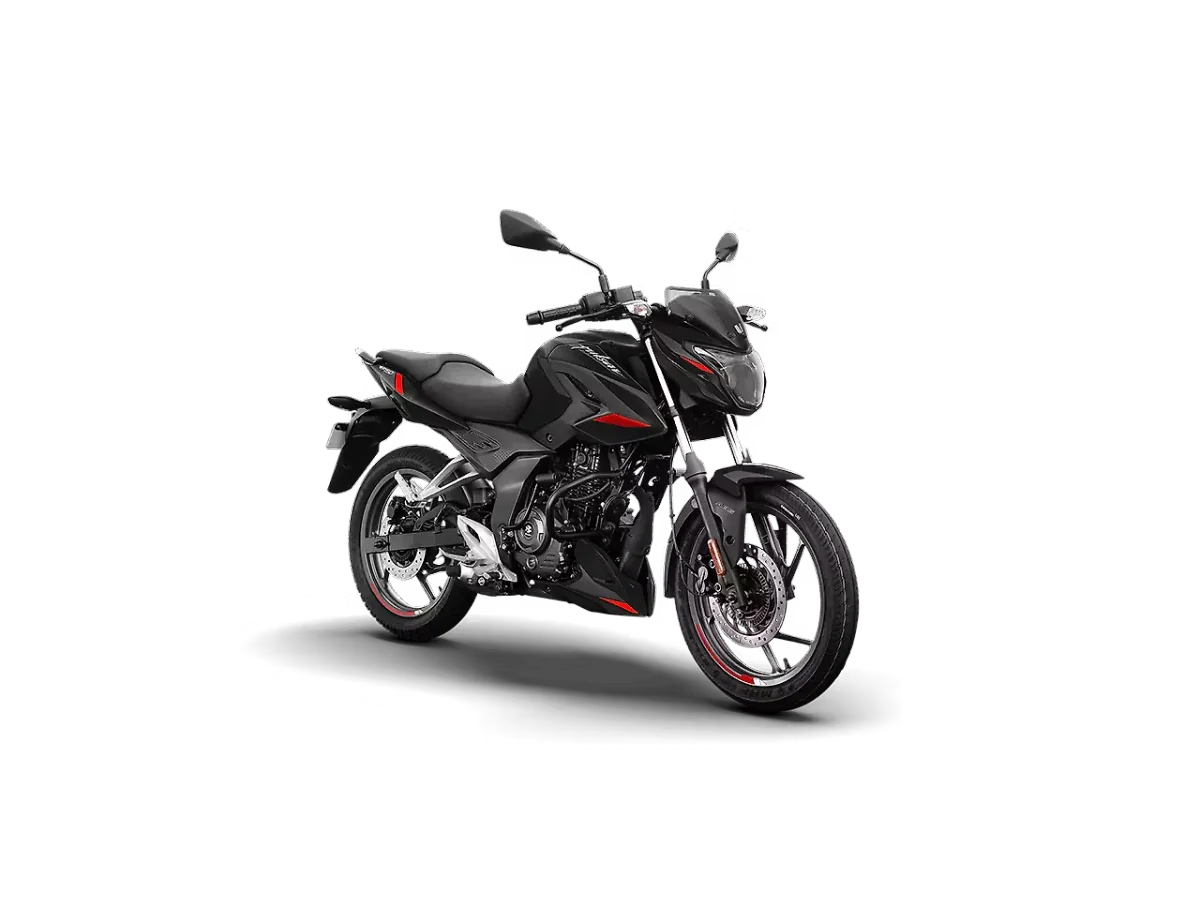 Bajaj Pulsar P150 in Ebony Black Red (Twin Disc) colour - side profile