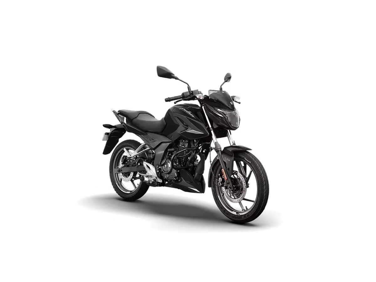 Bajaj Pulsar P150 in Ebony Black White ( Twin  seat) colour - side profile