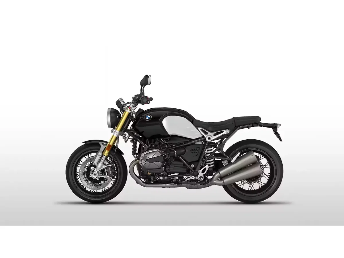 BMW R nineT in Blackstorm Metallic/Brushed Aluminium colour - side profile