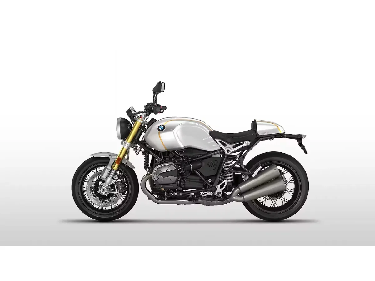 BMW R nineT in Mineral White Metallic/Aurum colour - side profile