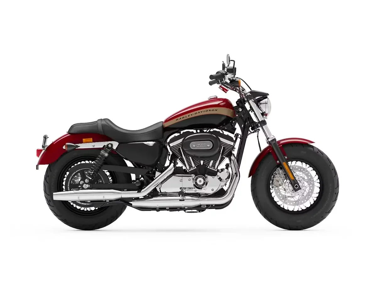 Harley-Davidson 1200 Custom in Billiard Red / Vivid Black colour - side profile