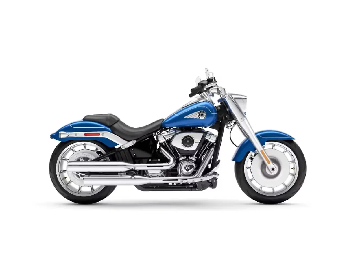 Harley-Davidson Fat Boy in Blue Burst colour - side profile