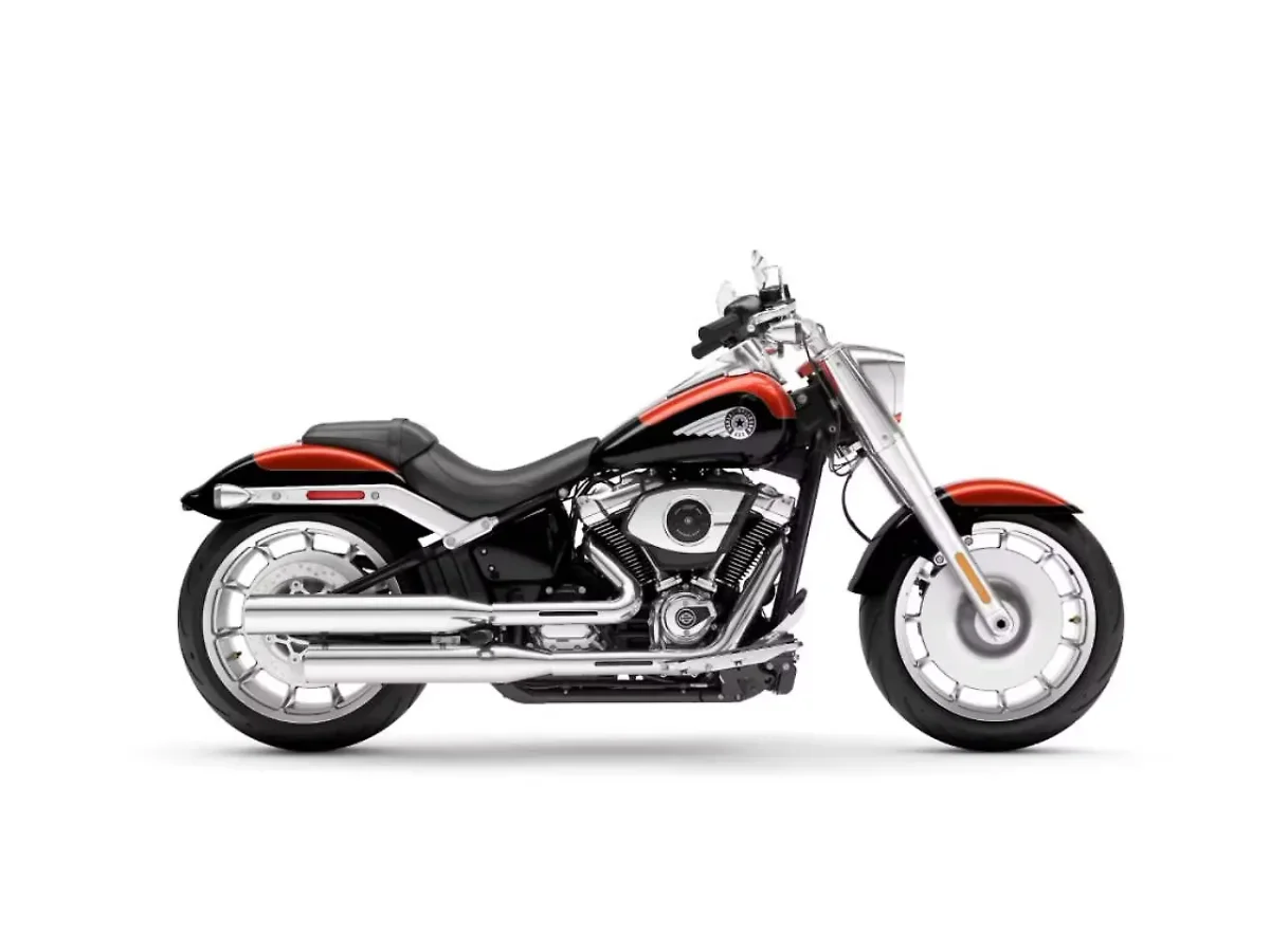 Harley-Davidson Fat Boy in Whiskey Fire/Vivid Black colour - side profile