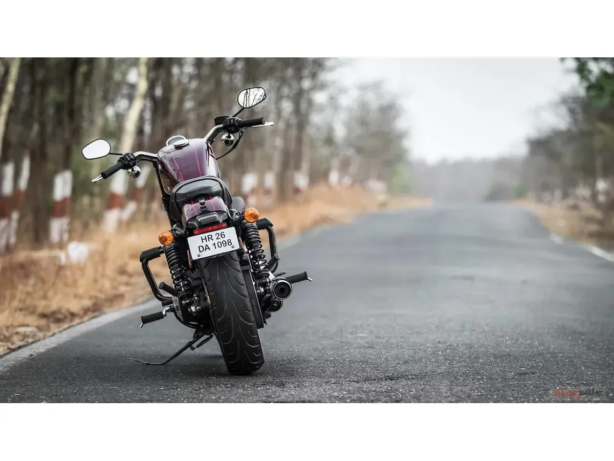 Harley-Davidson Roadster rear view on road