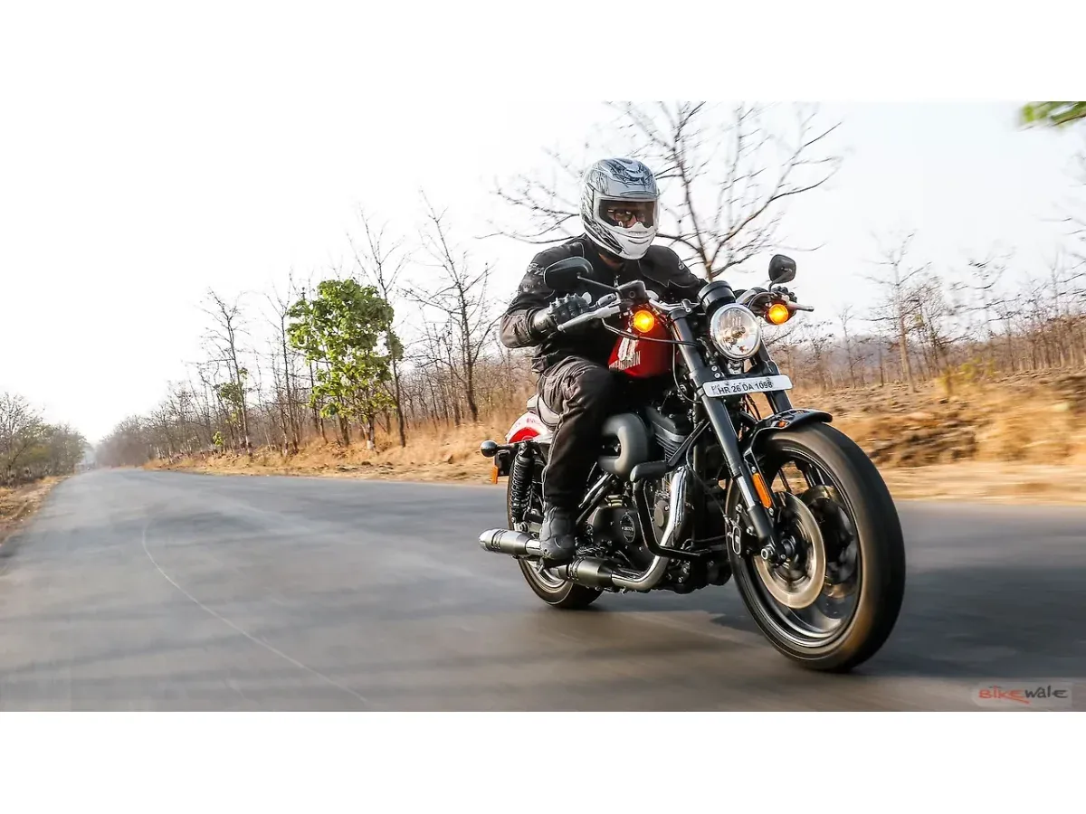 Harley-Davidson Roadster being ridden on a road