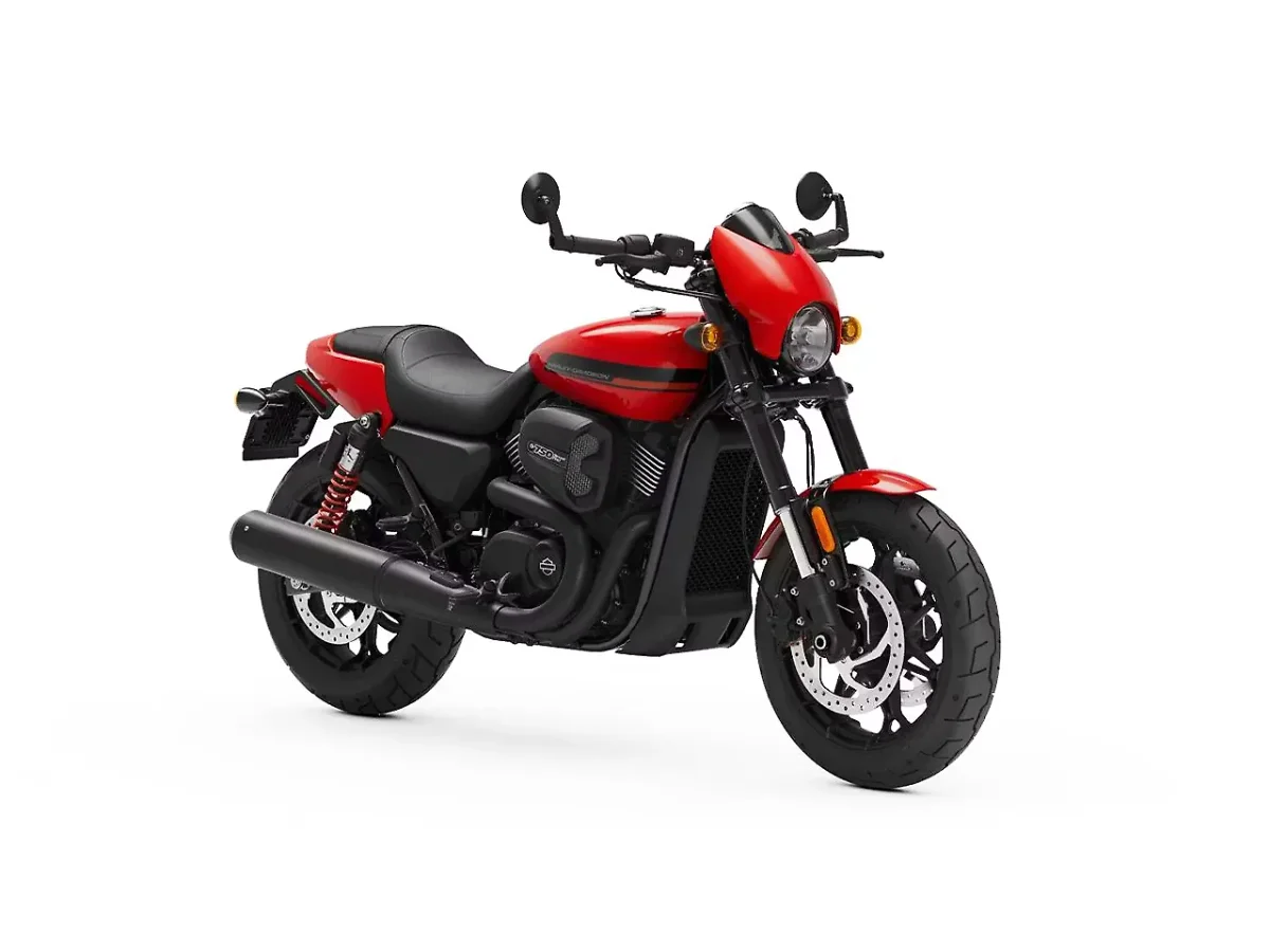 Harley-Davidson Street Rod in Performance Orange shown from front three-quarter angle