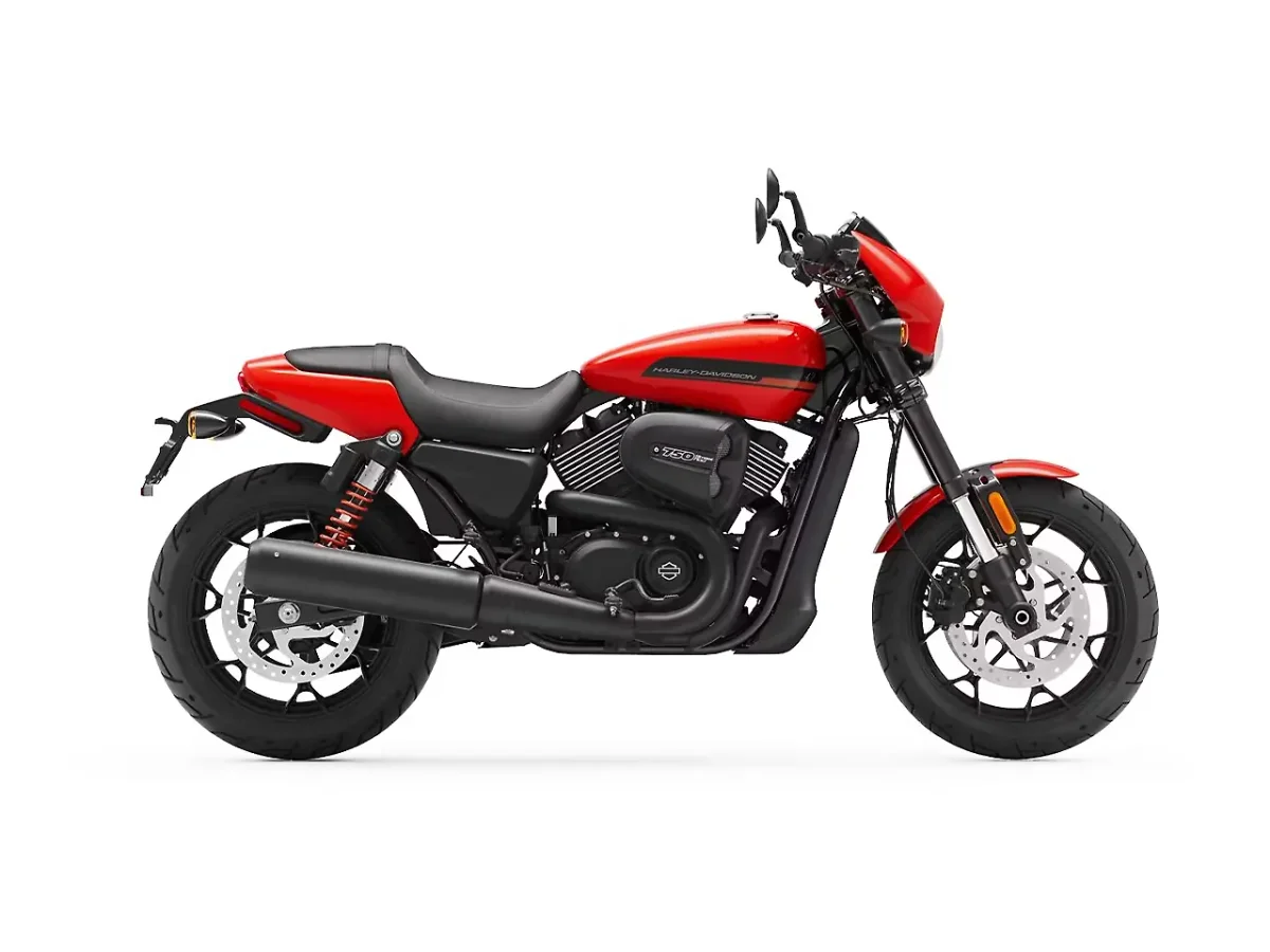 Harley-Davidson Street Rod Performance Orange motorcycle left side profile
