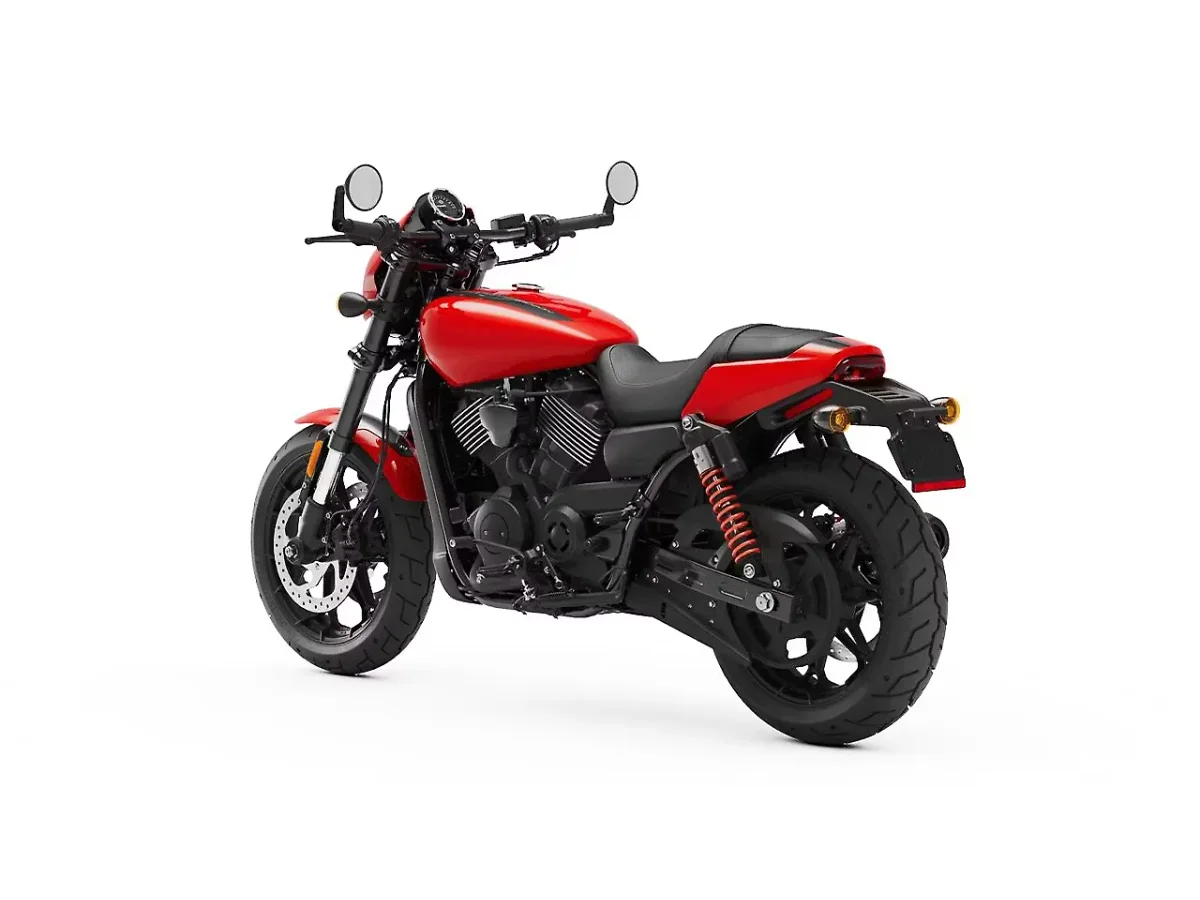 Harley-Davidson Street Rod Performance Orange motorcycle rear three-quarter view