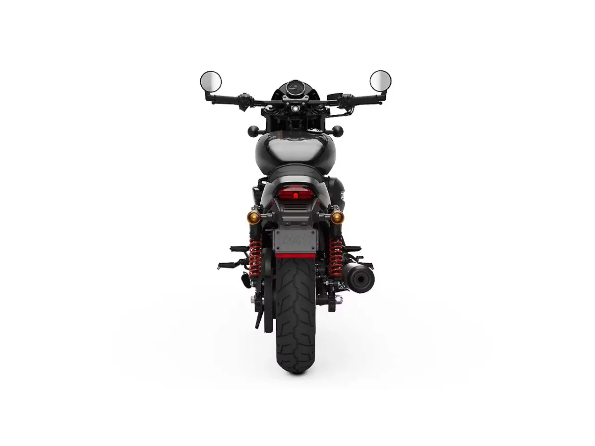 Harley-Davidson Street Rod motorcycle rear view in River Rock Gray Denim finish