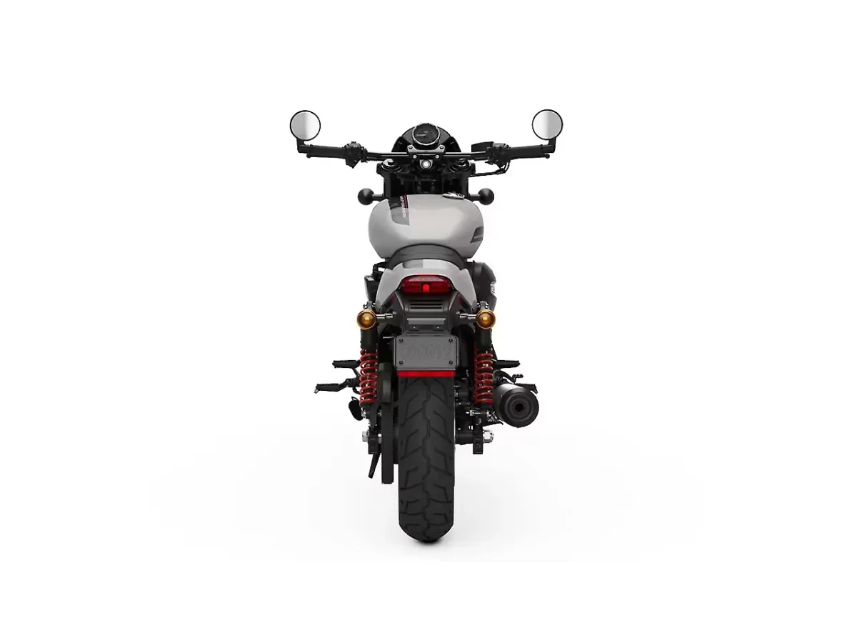 Harley-Davidson Street Rod motorcycle rear view in Stone Washed White Pearl finish