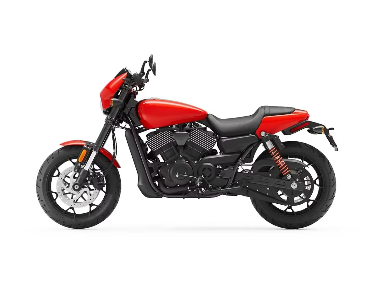 Harley-Davidson Street Rod Performance Orange motorcycle right side profile