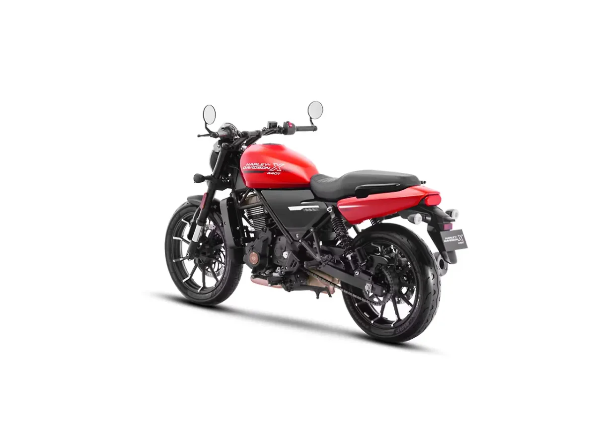 Harley-Davidson X440 in red color shown from left rear three-quarter view